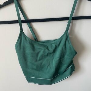 Green Ribbed Crop Top